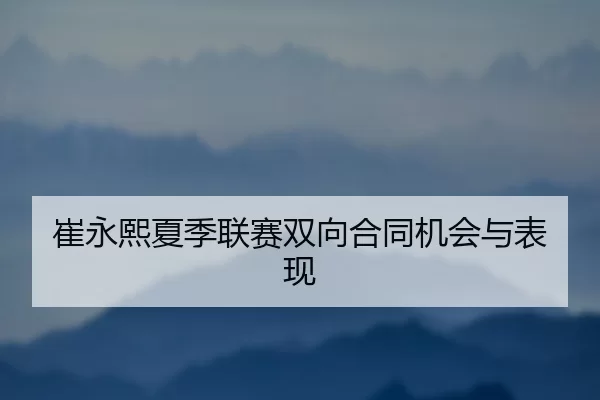 崔永熙夏季联赛双向合同机会与表现